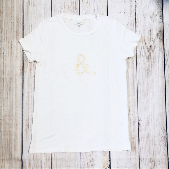 Madewell gold ampersand 100% linen t-shirt - Picture 2 of 5
